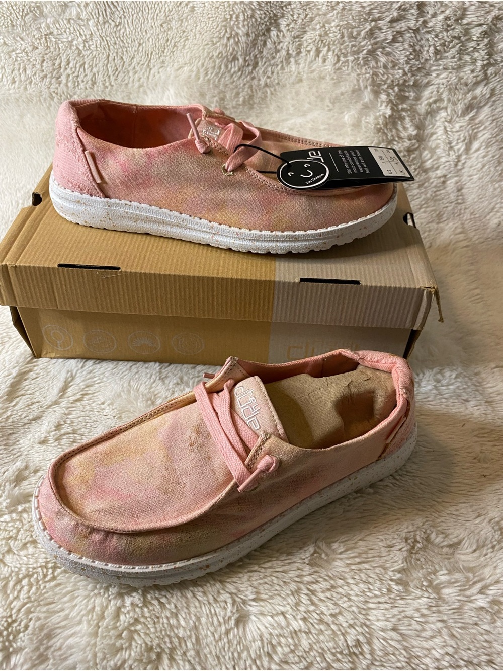 Hey Dude Pink Tie-Dye Canvas Slip-On Sneakers